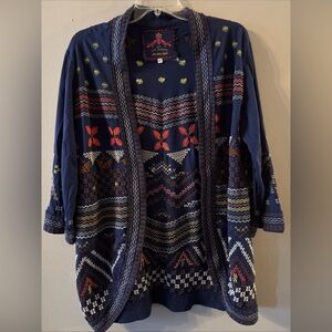 Johnny Was  Open Front Cardigan Kimono Embroidered  Small Floral Multicolor Dc